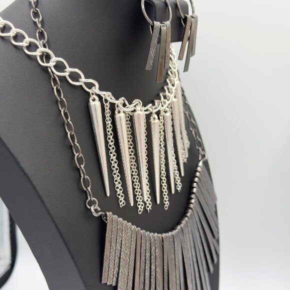 Jewelry Lot Women Collar Spikes Rivets Chunky Draped Silver Gold Tone Mix Metals - Picture 9 of 16